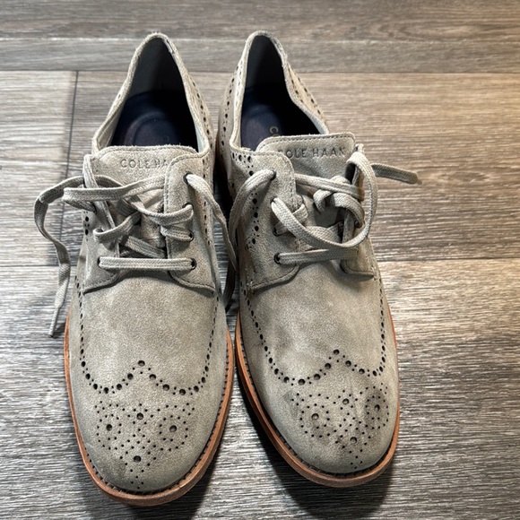 Cole Haan Men's Light Gray Suede Oxfords size 10.5 (b166) - Picture 1 of 9